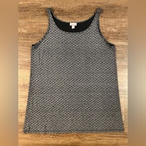 J Jill Wearever Tank Top Women's Medium Black White Sleeveless Shirt‎ I14